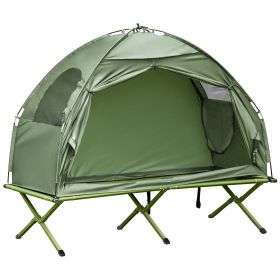 1 Person Folding Camping Cot, Portable Outdoor with Carry Bag, 2-in-1 Elevated Camping Bed Tent Single